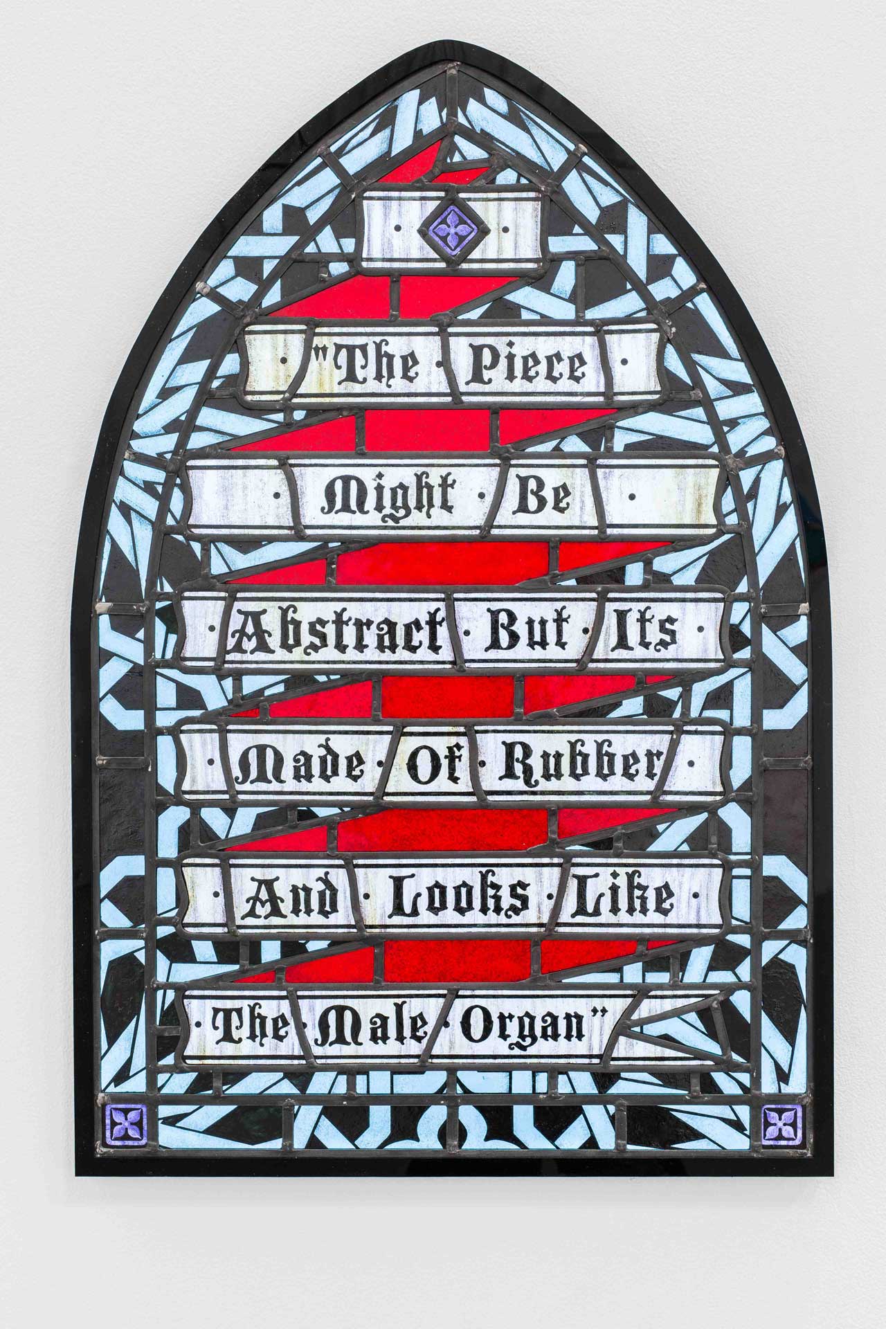 Hamra Abbas, 'The Piece Might Be Abstract, But its Made of Rubber and Looks Like the Male Organ', 2012, stained-glass, 90 x 60 cm, 35 3/8 x 23 5/8 in. Image courtesy Lawrie Shabibi, Dubai.