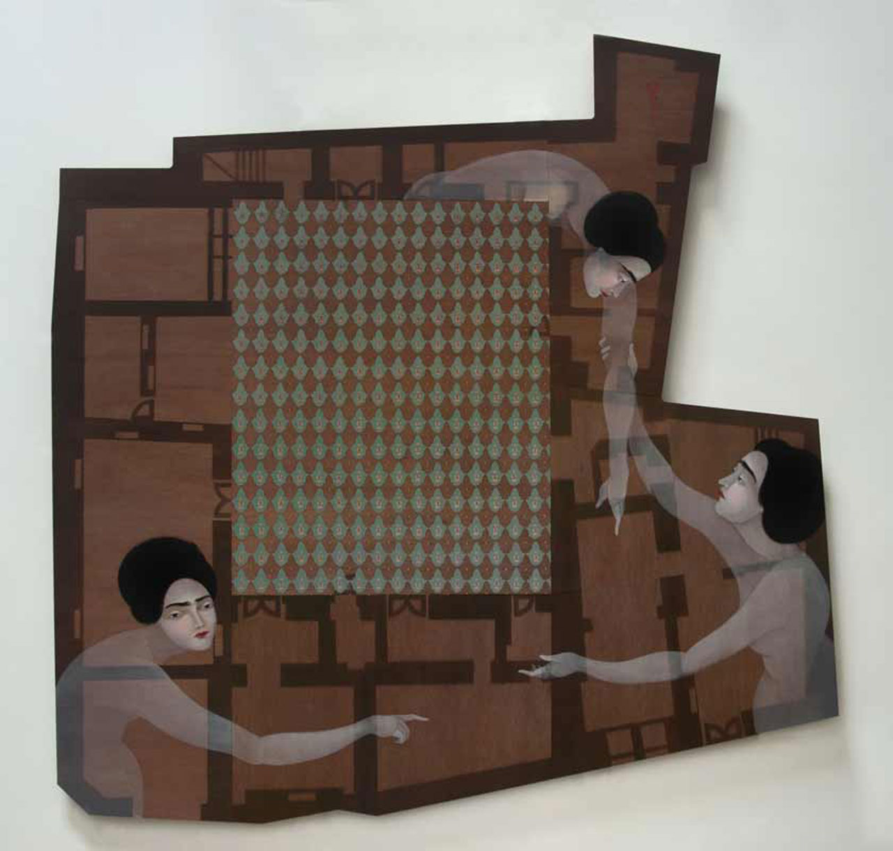 Hayv Kahraman, 'House in Gaylani', 2014. Oil on modular panel, 86 "x87". Courtesy of the artist and The Third Line.