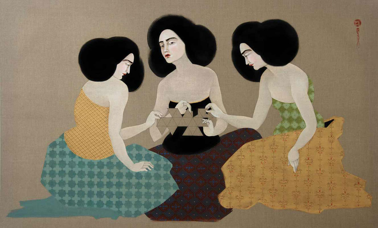  Hayv Kahraman, 'Dymaxion', 2012. Oil on Linen. Courtesy of the artist and The Third Line.