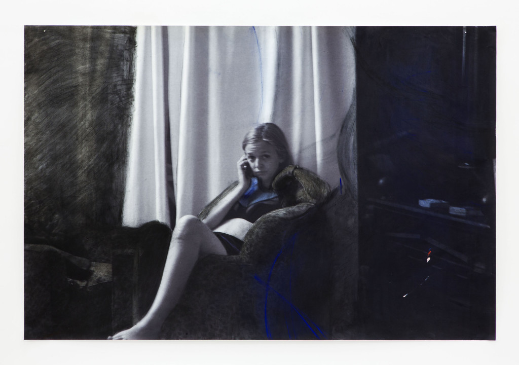 Henrik Olai Kaarstein, 'Portrait: Roma', 2016, charcoal, soft pastels, acrylic paint on inkjet print, 150 x 225 cm. Photo: Amedeo Benestante. Image courtesy the Artist and T293.