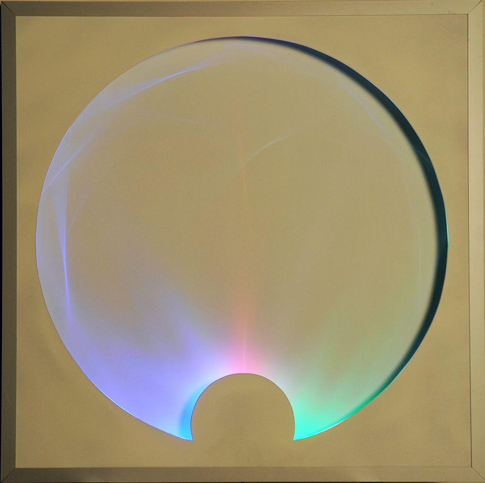 Franco Costalonga, 'Onde Gravitazionali', 2014, mixed media with light bulbs, 31.5 x 31.5 in. Image courtesy the artist and GR Gallery, New York.