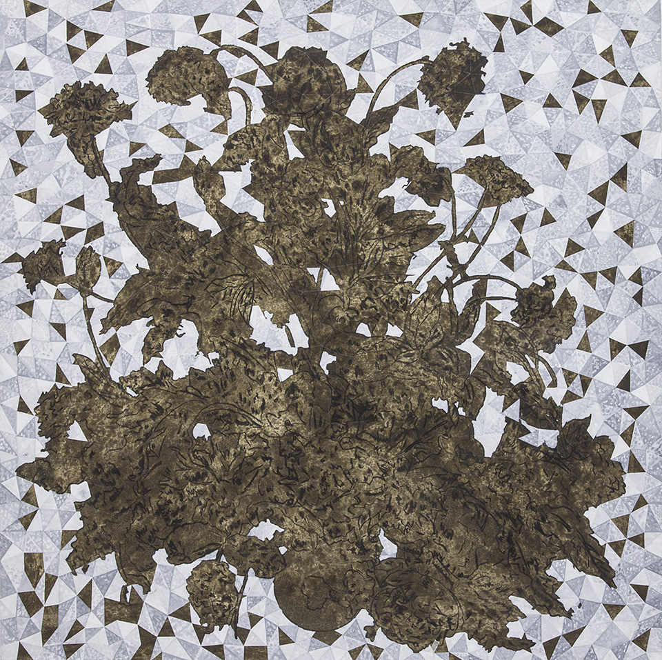 Cinga Samson, Ivumba Letyatyambo 1 (2016), Oil and charcoal on canvas, 150 x 150cm